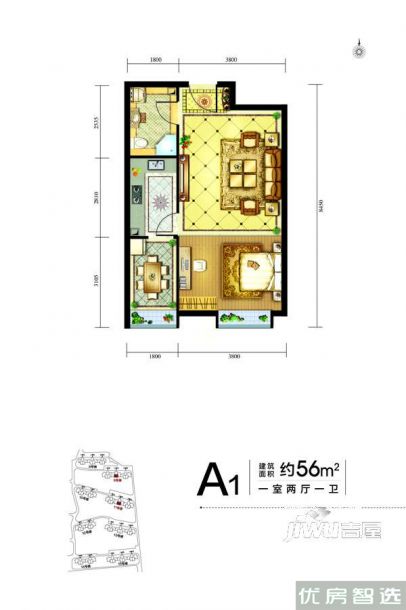 中兴和园二期福成理想汇室厅卫1厨