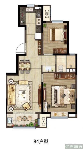 建面建筑面积：约84平米