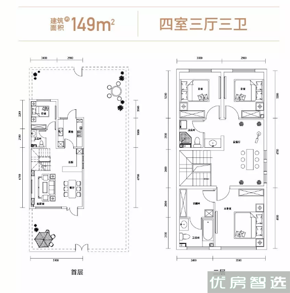 亿博棠樾府别墅-联排室厅卫1厨