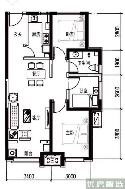 建面建筑面积：约98平米