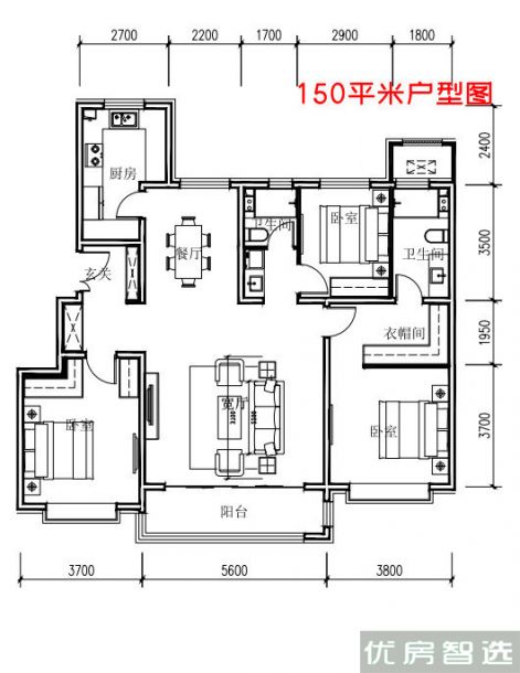 建面建筑面积：约150平米