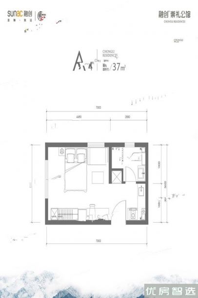 融创崇礼公馆普通住宅室厅卫1厨