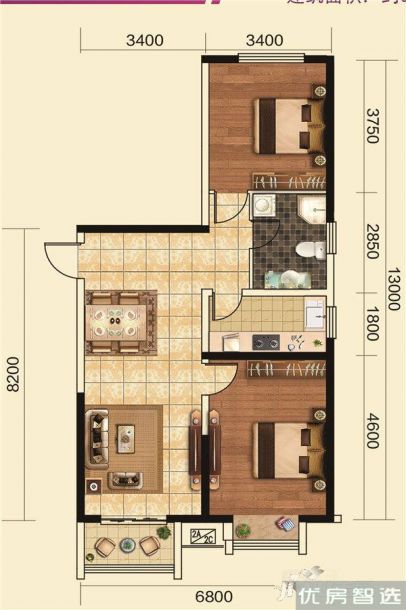 建面建筑面积：约82平米