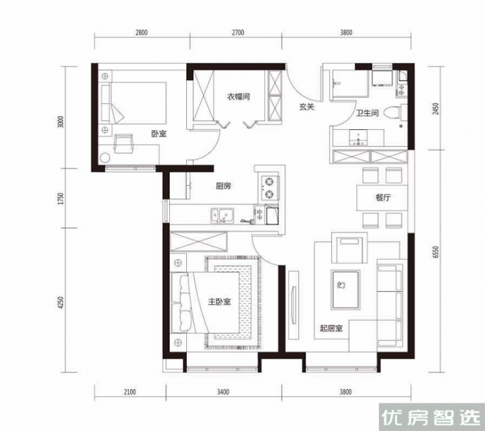 建面建筑面积：约89平米