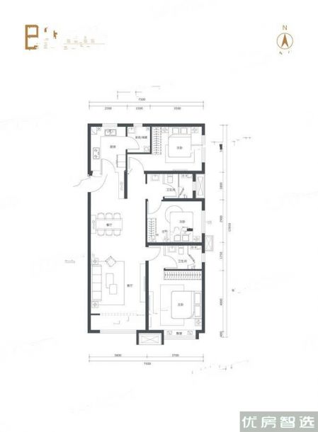 海棠里建面建筑面积：约128平米