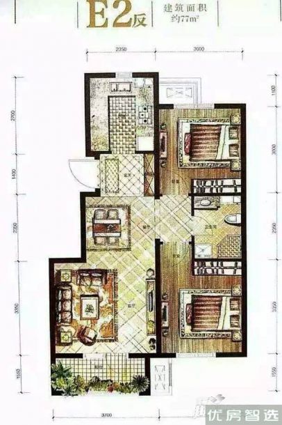 建面建筑面积：约90平米