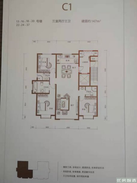 建面建筑面积：约147平米