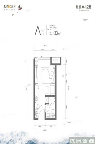 融创崇礼公馆普通住宅室厅卫1厨