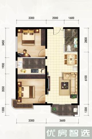 天洋城4代2室2厅1卫1厨