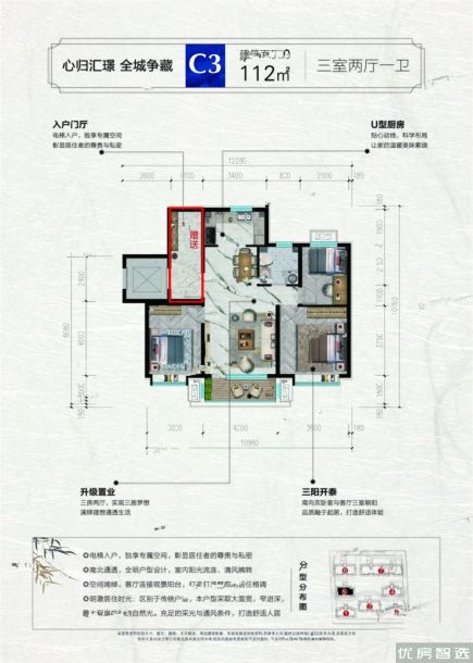 建面建筑面积：约112平米