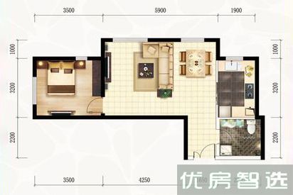 建面建筑面积：约65平米