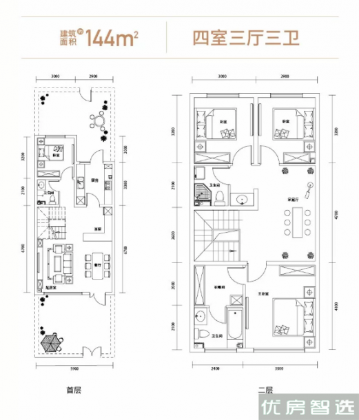 亿博棠樾府别墅-联排室厅卫1厨