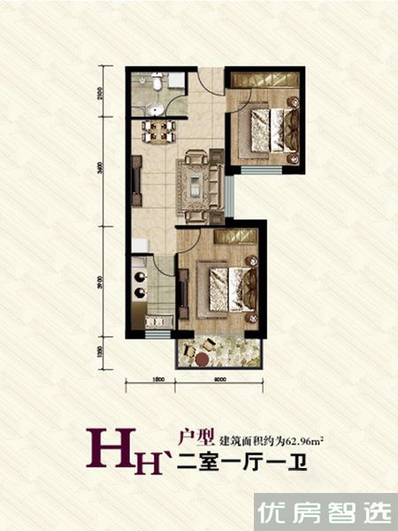 建面建筑面积：约63平米