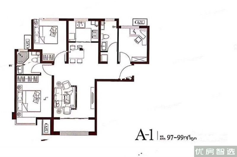 京南狮子城丁香园3室2厅1卫1厨