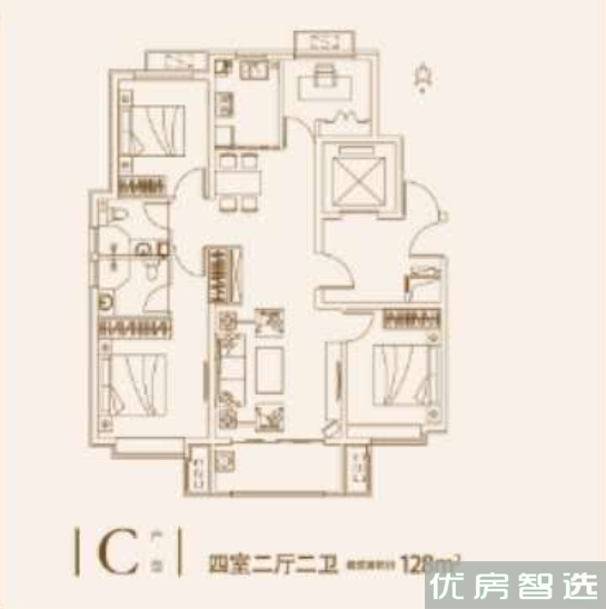 建面建筑面积：约128平米