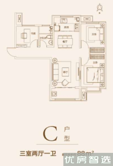 建面建筑面积：约88平米