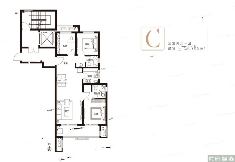 建面建筑面积：约105平米