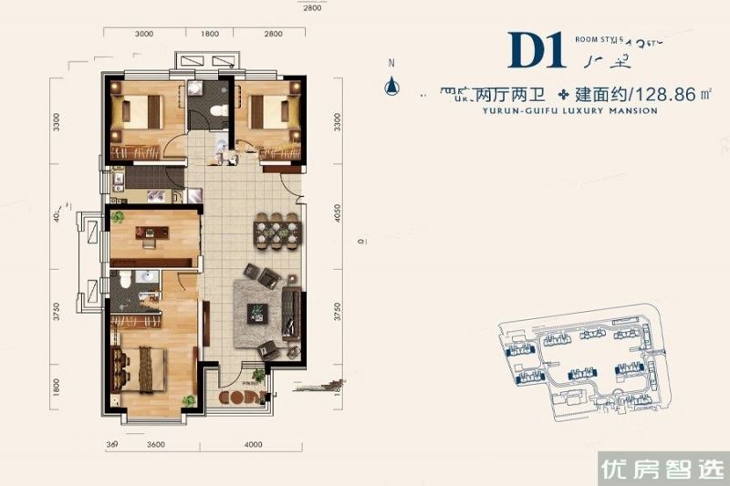 建面建筑面积：约129平米