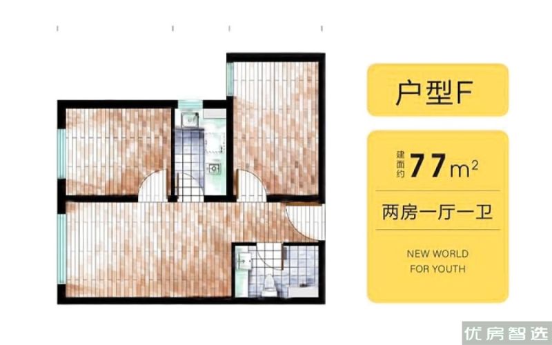 潮白河孔雀城青创天地2室1厅1卫1厨