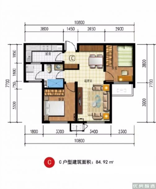 建面建筑面积：约85平米