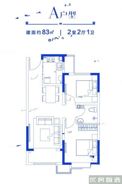 华侨城碧桂园天境宝德时代蓝湾室厅卫1厨