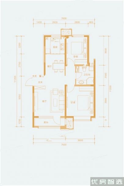 中国铁建海语昕居3室2厅1卫1厨