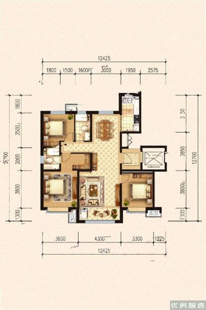 3室2厅2卫建面0