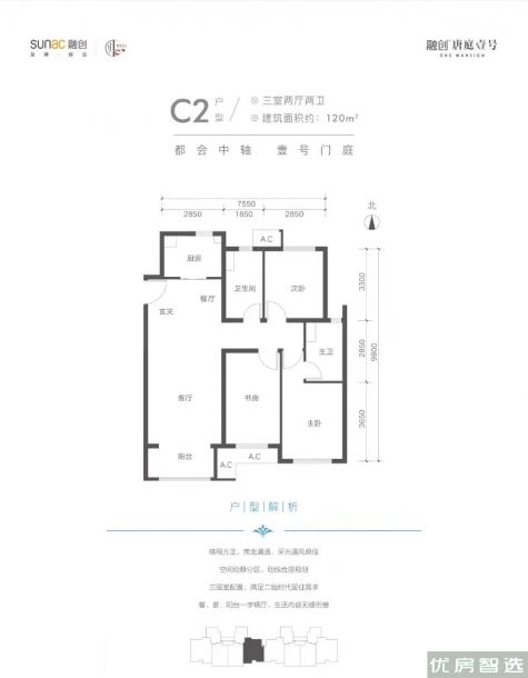 融创唐庭壹号3室2厅2卫1厨