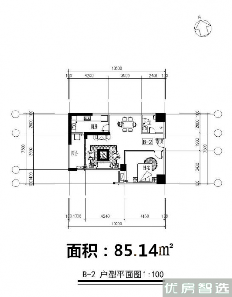 江畔锦城普通住宅室厅卫1厨