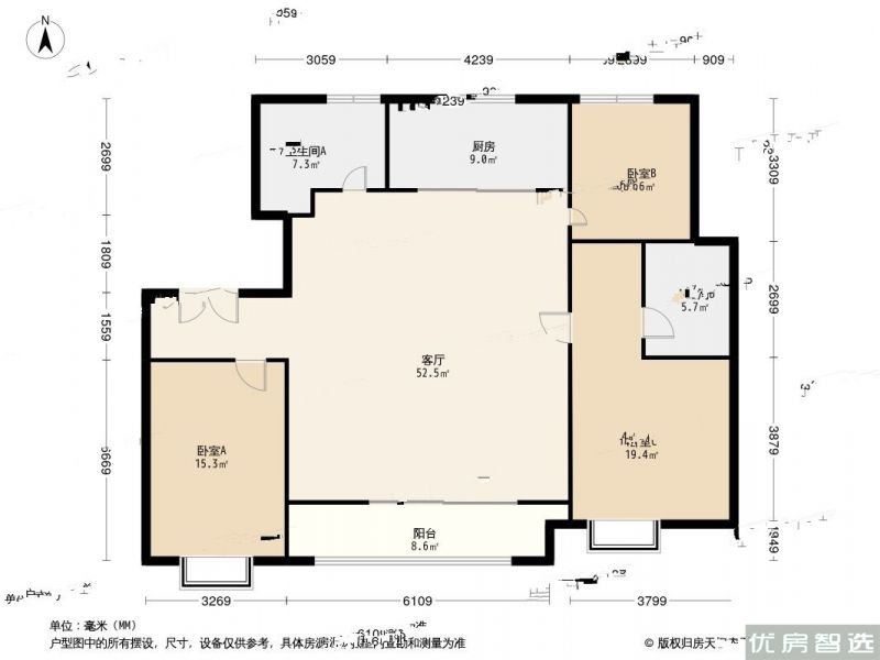 3室2厅2卫建面0