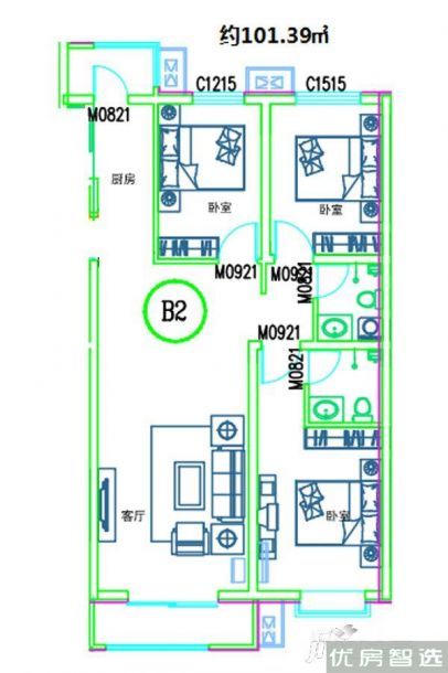 名仕东湖新城万科新都会室厅卫1厨