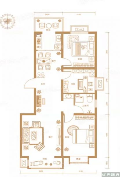 3室2厅1卫建面0